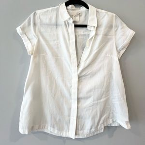 levi’s button down cropped shirt || white
